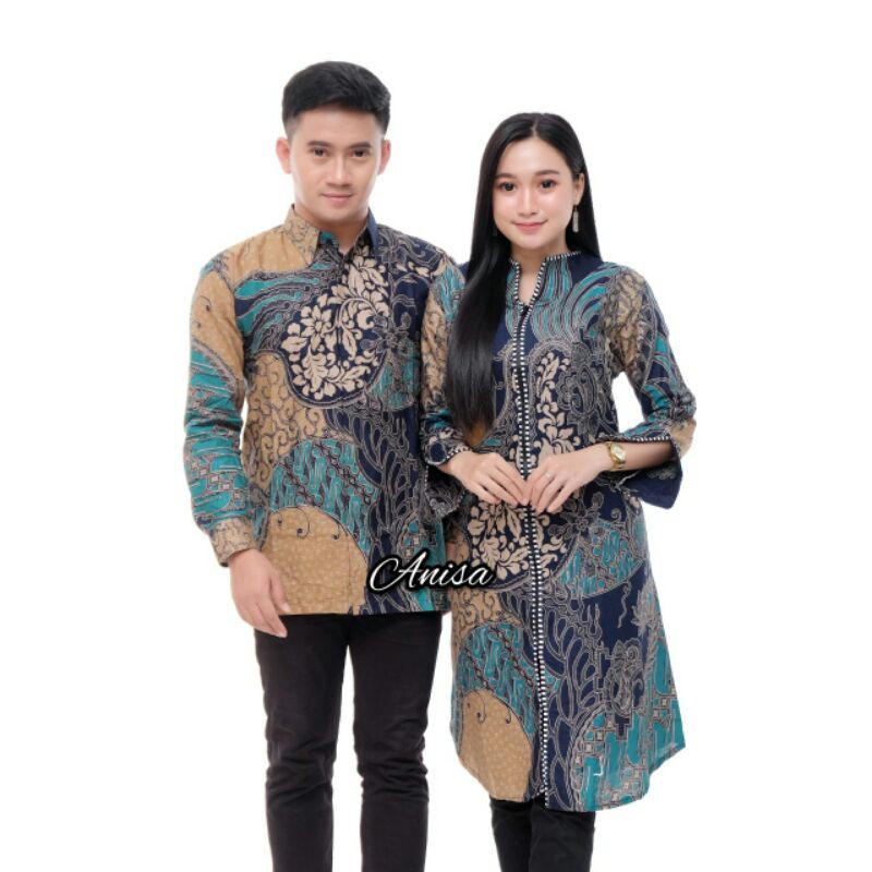 Couple Batik Original Super Seragaman Batik Pakaian Pria Wanita Hem Kemeja Tunik Baju Batik Ori Jumb