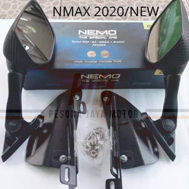 Paket Spion Nmax New 2020 Model R25 Tangkai Tanggung Nemo + Breket Serpo &amp; Baut Anti Jebol