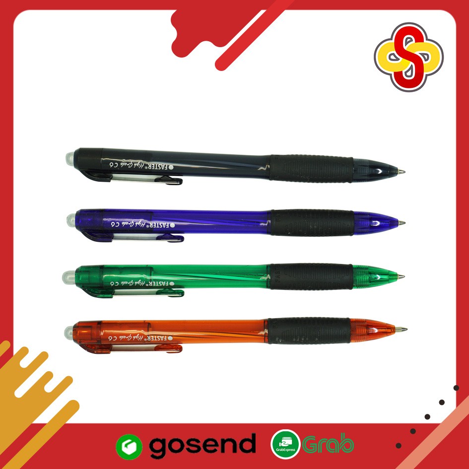 Pulpen Cetek / BallPoint Pen Faster C6 Extra Fine - Hitam