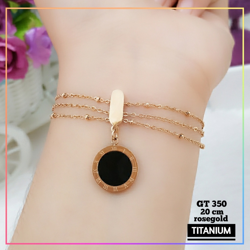 Gelang titanium/stainless steel Gelang Rantai Dewasa Replika Emas Warna RoseGold Cantik Perhiasan Wanita Anti Karat GT 350