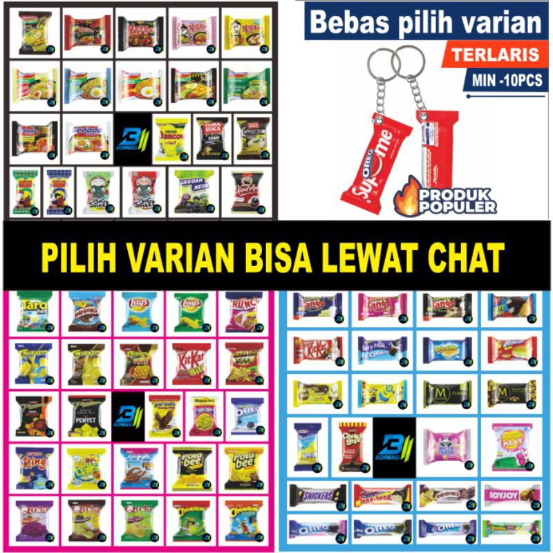 GANTUNGAN KUNCI SNACK & MINUMAN KALENG MINIATUR UNIK MURAH-GANCI TEBAL SNACK