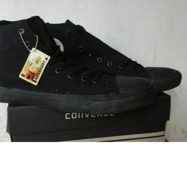 ☝ SEPATU CONVERSE FULL BLACK/SEPATU CONVERSE FULL BLACK HIGH/SEPATU ALL STAR HITAM POLOS TINGGI ✼