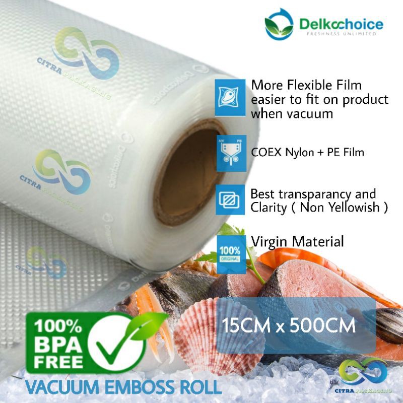

PLASTIK VAKUM VACUUM VACUM EMBOSS EMBOSSED SEALER ROLL BAG 15CM X 5M