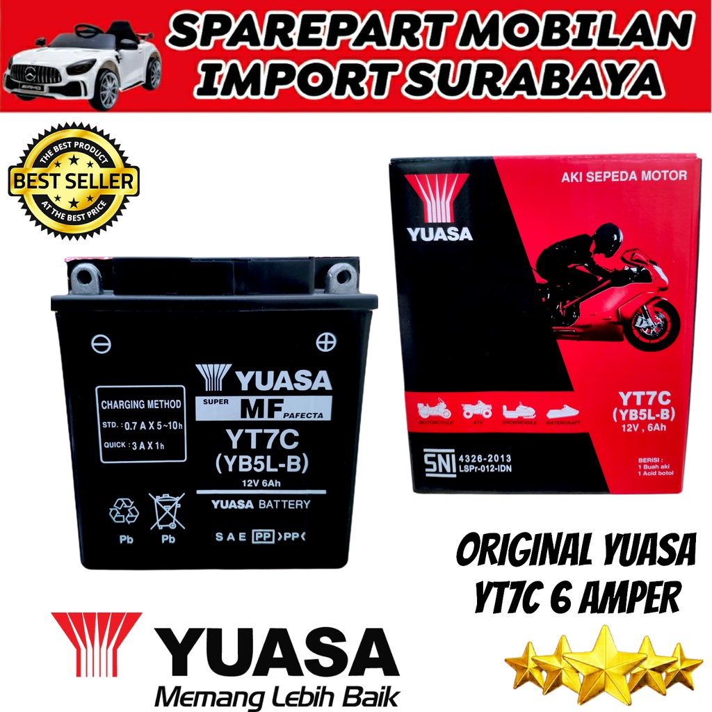 ORIGINAL YUASA YT7C ACCU MOTOR HONDA GRAND LEGENDA SUPRA MIO SPORTY SMASH SHOGUN MEGAPRO JUPITER BURHAN MOTOBATT MTX5AL GS ASTRA GT6A GM5Z YB5LB