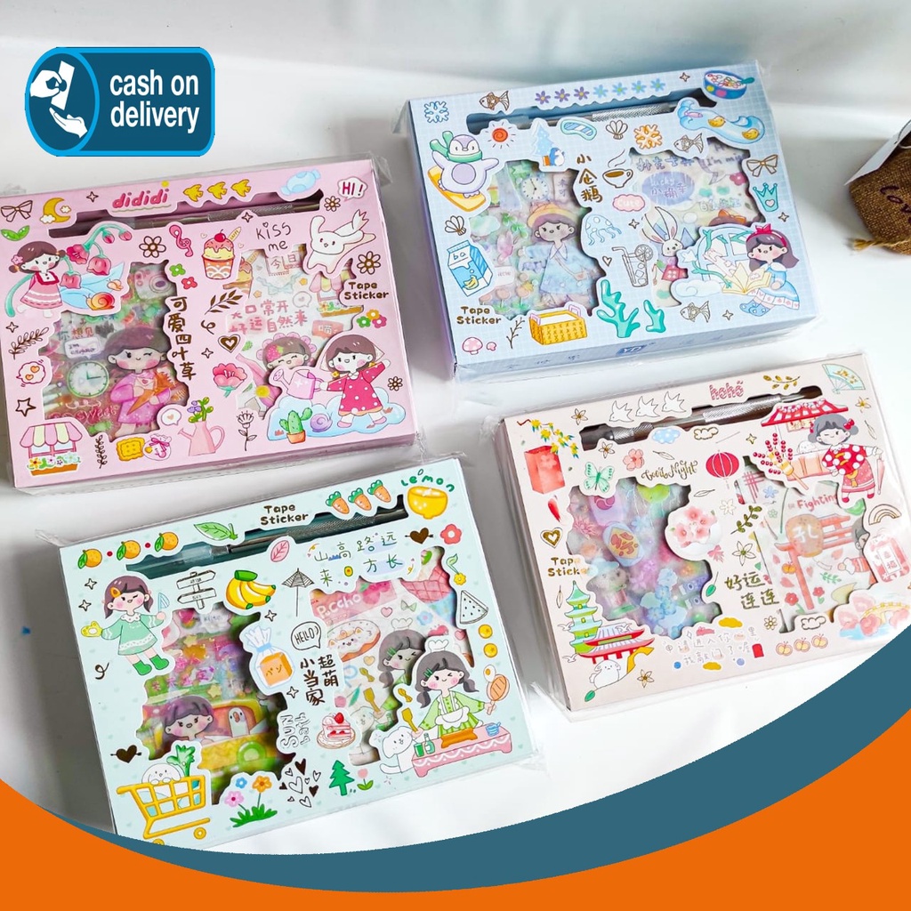 

SET STICKER + PISAU PEMOTONG KODE YD-24RKD PAKET STICKER DAN CUTTER UNIK LUCU IMUT KARAKTER GAMBAR
