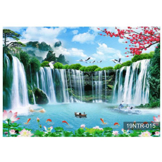 Dekorasi Wallpaper Dinding Custom Gambar Pemandangan Alam 3d Air Terjun 01