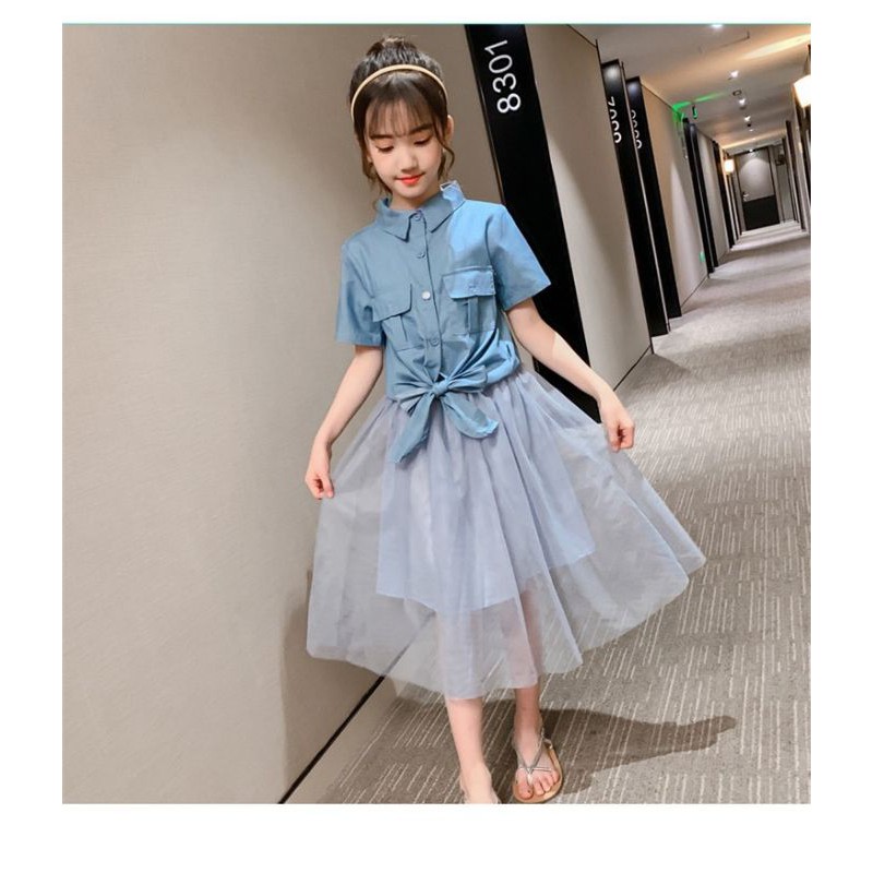 SETELAN ANAK PEREMPUAN IMPORT KEMEJA BLOUSE LENGAN PENDEK ROK BAWAHAN TUTU