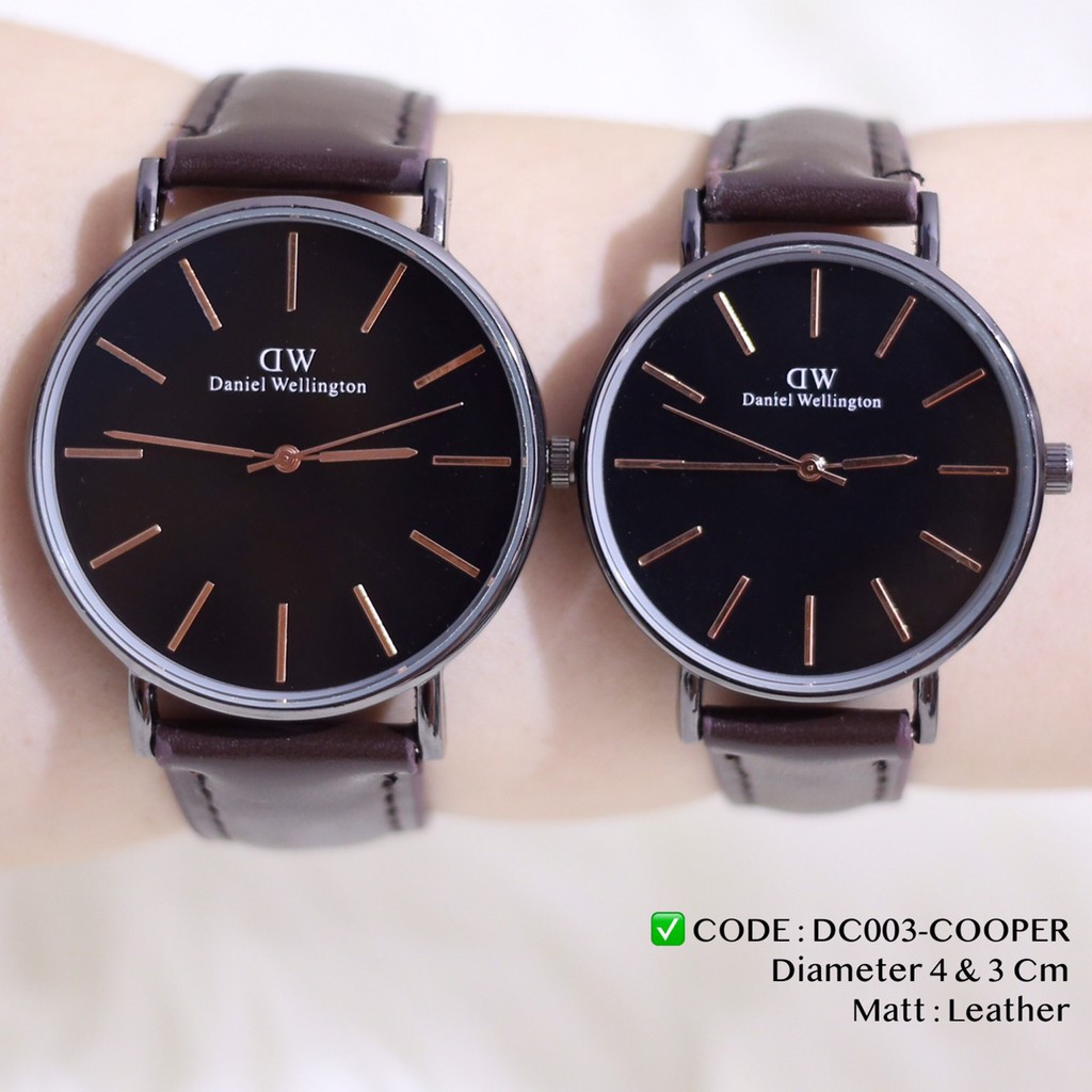 Jam tangan COUPLE kulit pria wanita premium HARGA satuan FREE BATERAI grosir Murah DC026 DC003