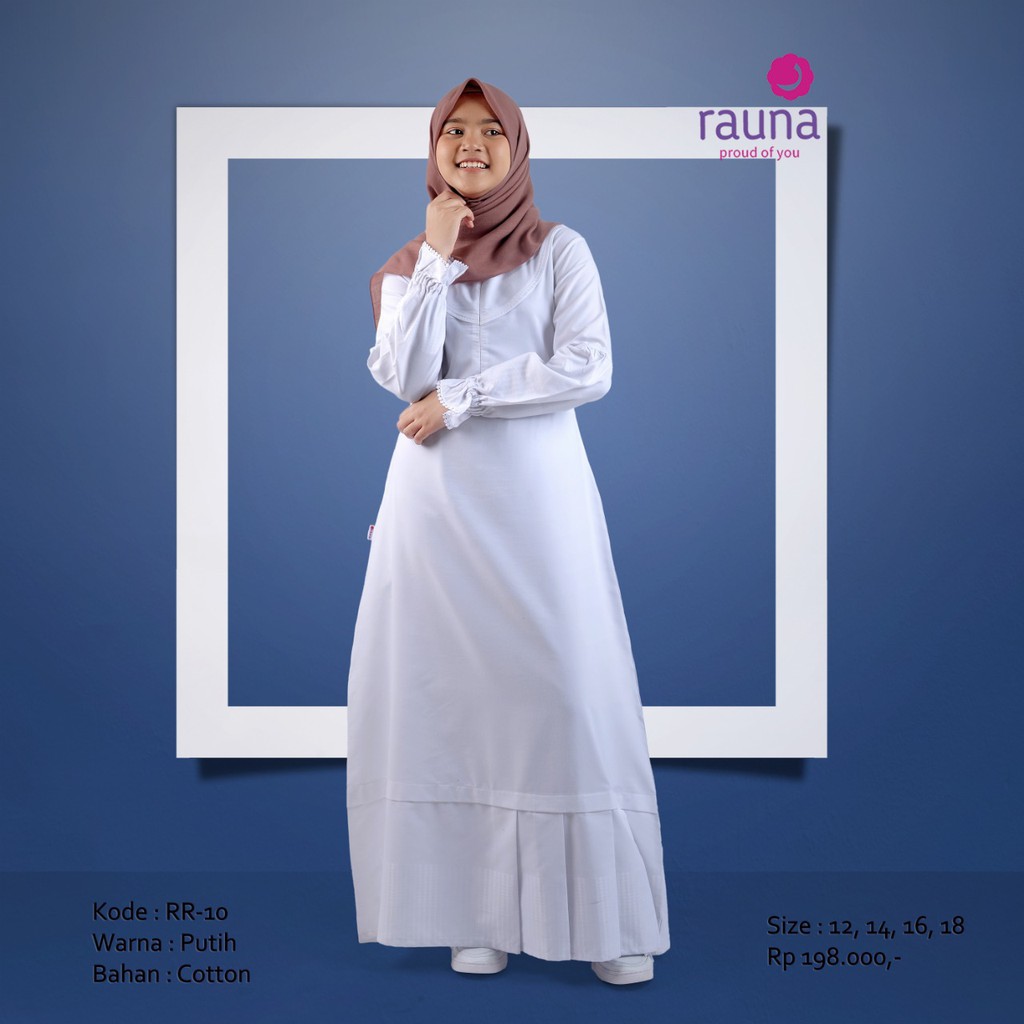 RR 10 Gamis Anak Remaja Rauna White Putih Haji Ihrom