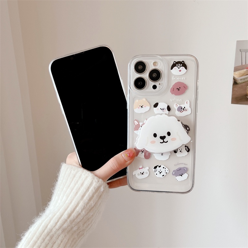 Casing Soft Case Silikon Transparan Motif Anjing Kartun Untuk Iphone 11 / 12 / 13PROMAX / X / XS / XR / XSMAX / 6 / 7 / 8 +