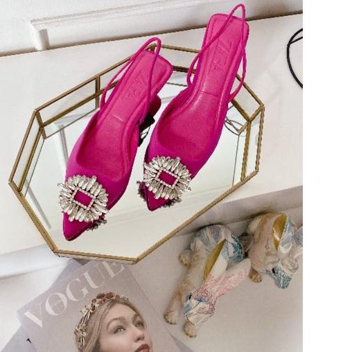 ✅ORRIGINAL IMPORT❤ Sepatu Hak Rendah | Sepatu Satin | Pink Fuschia | Sepatu Zara | Sepatu Kuning | S