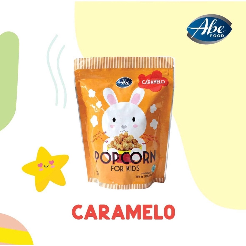 ABE FOOD Popcorn For Kids 80g - Snack Sehat Popcorn Anak - Cemilan Jagung Caramel - Non GMO Corn