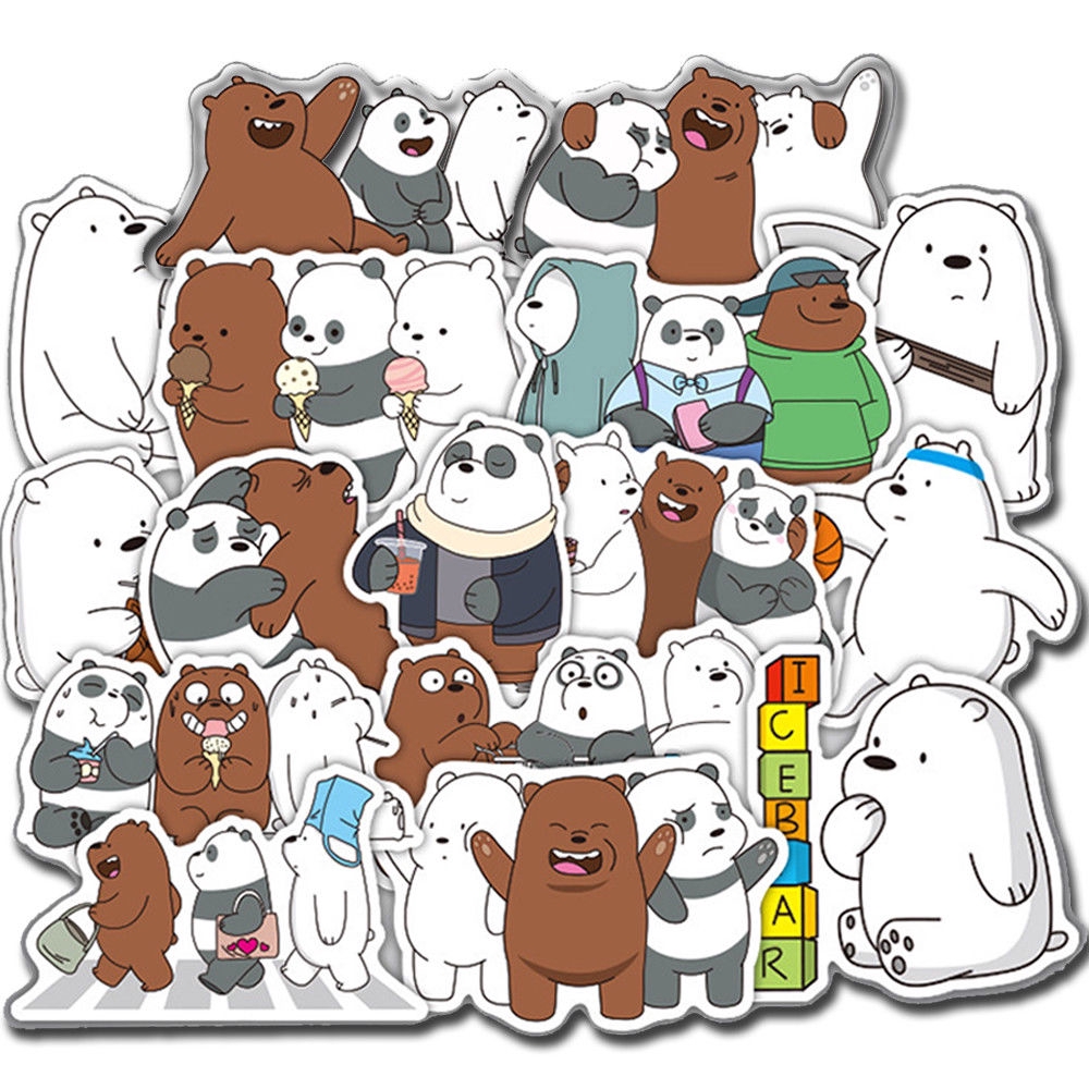 36Pcs Lot Stiker  Vinyl Motif We  Bare  Bears  untuk Mobil 