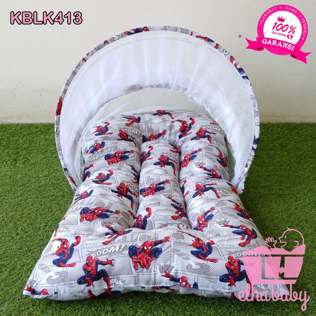 Elha baby Kasur Bayi motif Karakter Tempat Tidur kelambu anti nyamuk perlengkapan set kado lahiran