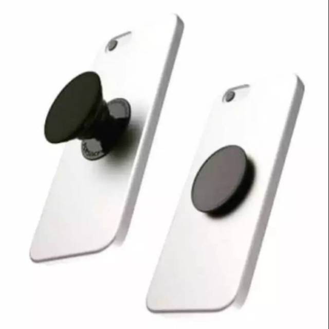Pop Socket Polos Hitam Putih / Ring Grip Gantungan Belakang HP / Kaitan Pegangan HP