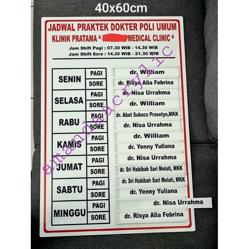 

Acrylic Papan Nama Praktek Dokter (40x60cm)