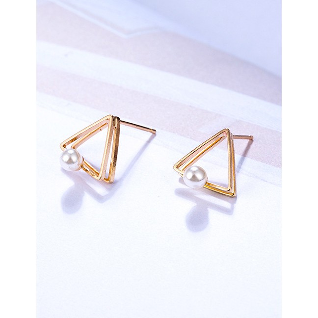 LRC Anting Tusuk Fashion Gold Color Triangle Shape Design Pure Color Earrings F21980