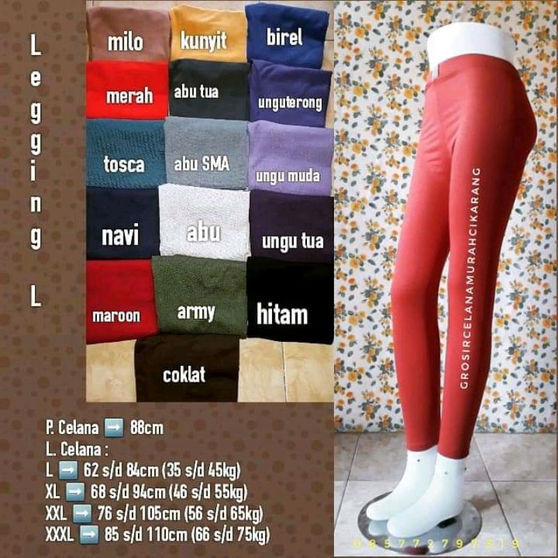 LEGGING KAOS RAYON  BIG SIZE DARI BB.35KG SAMPAI BB.130KG