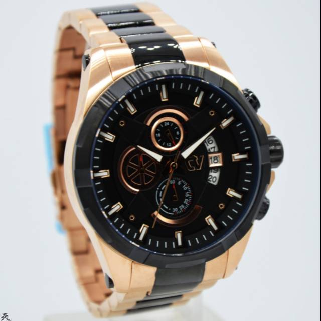 Jam Tangan Couple Christ Verra C71088G Black Rosegold Rantai Original Murah