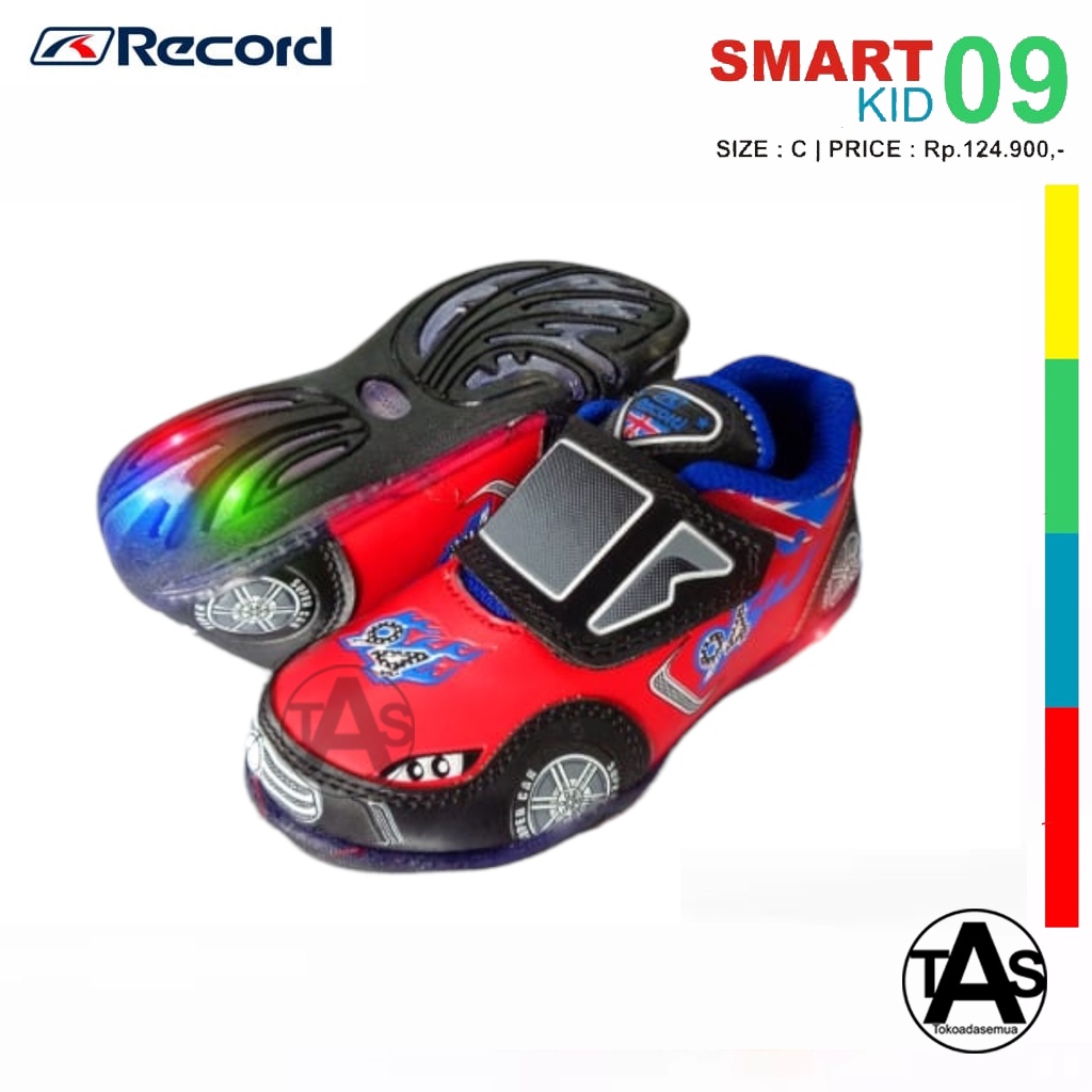 SEPATU LAMPU LED ANAK TERLARIS / SEPATU LAMPU ANAK TERMURAH / SEPATU LAMPU ANAK RECORD SMART 09 UKURAN 24-29