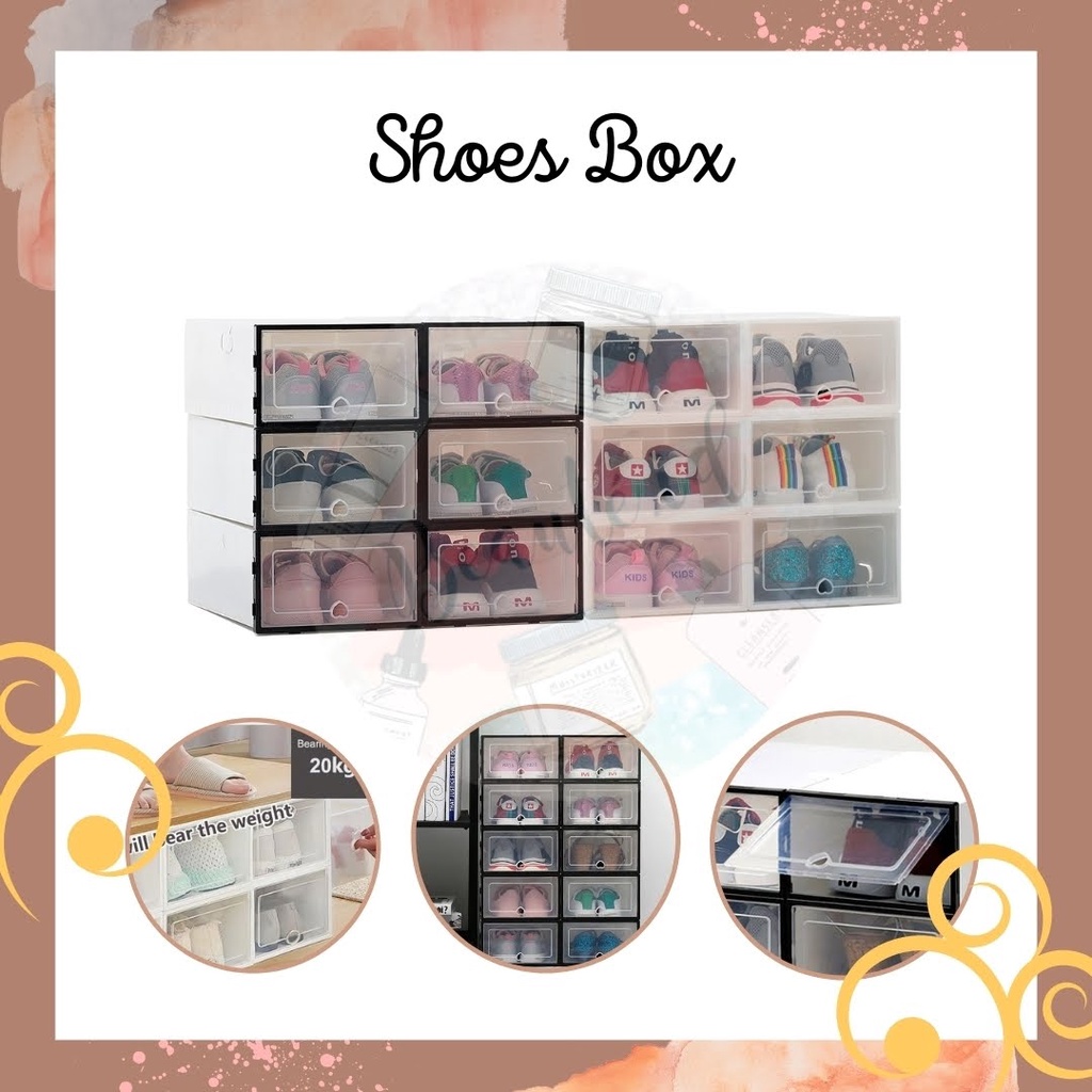 Kotak Rak Susun Sepatu Sandal High Heels Pantofel DIY Box Tempat Penyimpanan Sepatu Wanita Pria Anak Organizer Shoes Box Berkualitas