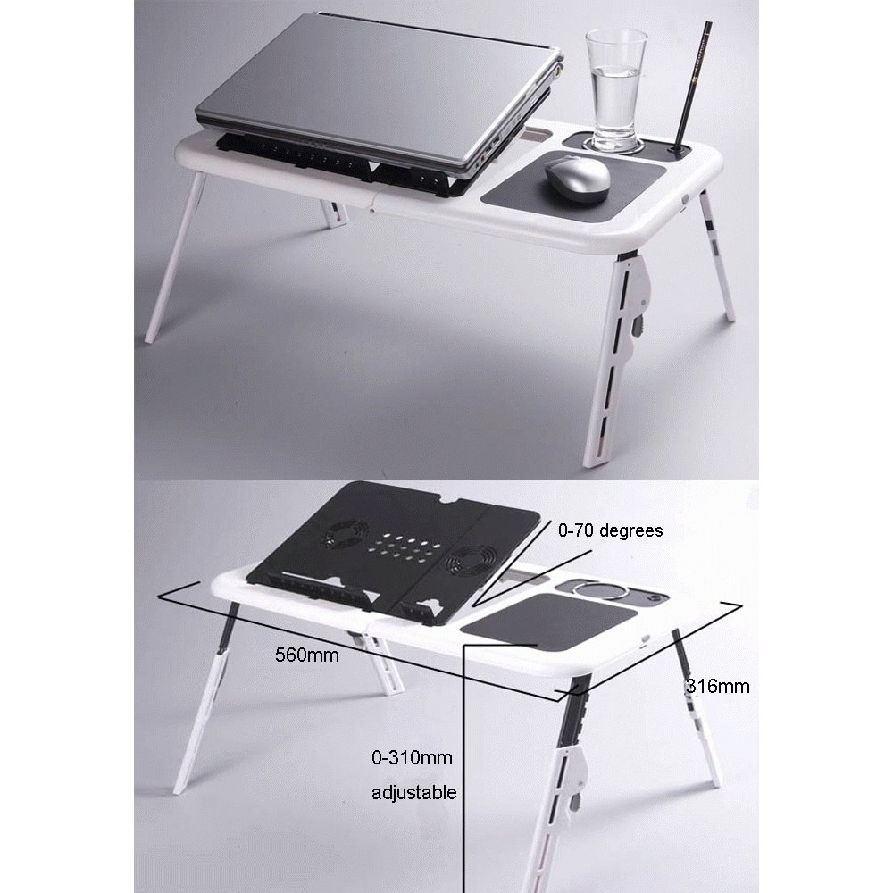 Meja Laptop Portable Laptop Desk With Fan Cooler Shopee Indonesia