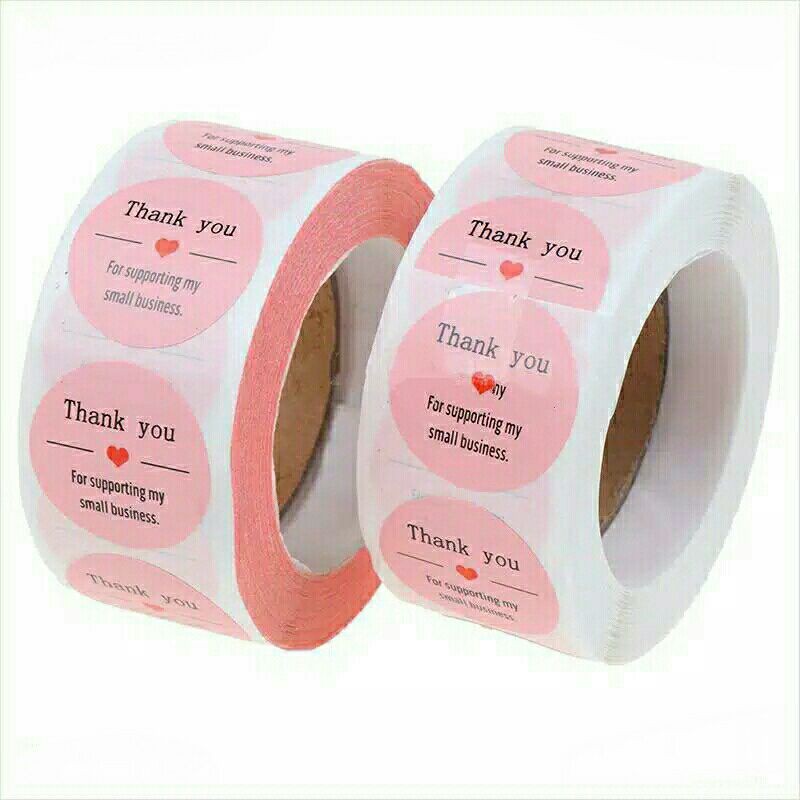 

Stiker Label Bulat Thank you 100pcs Pink Love Thank You Sticker