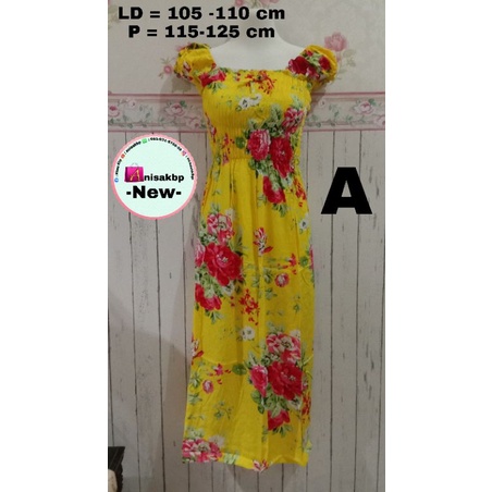 -BARU- Dress Daster Bali Kerut Panjang Flower Shabby