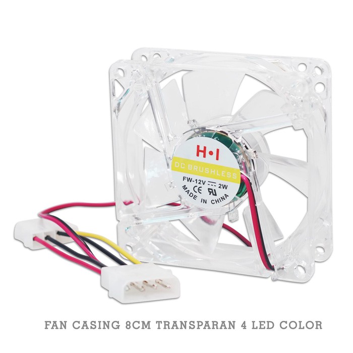 Fan Casing 8CM Transparan (4 LED Color)