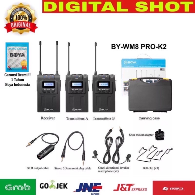 Mic Boya BY-WM8 PRO K2 Wireless Clip on - wm8 pro-k2 UHF dual-channel