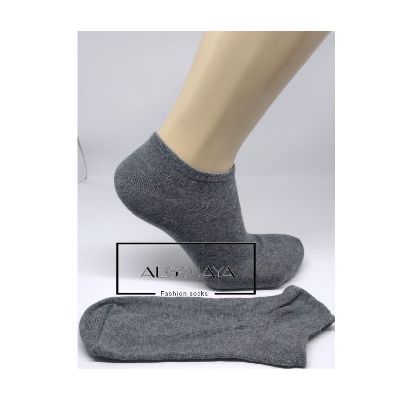Kaos kaki pendek matakaki warna polos / Ankle socks pria wanita dewasa unisex-Abu tua