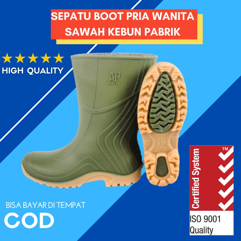 Sepatu Boot Petani Sawah Kebun Proyek Pria Bisa Wanita Spatu Boots Pendek