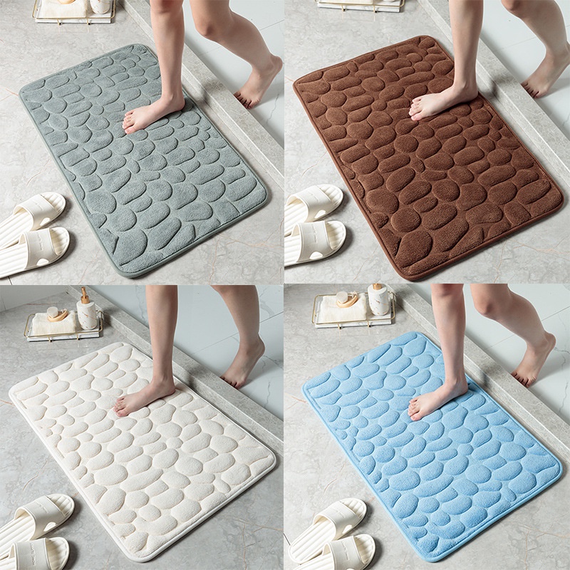 Gobra ♕ KS001 Keset Kaki (Tanpa Kemasan) Anti Slip Motif Batu 10 Warna 40x60CM Bahan Memory Foam Alas Lantai Keset Kamar Mandi Import Murah