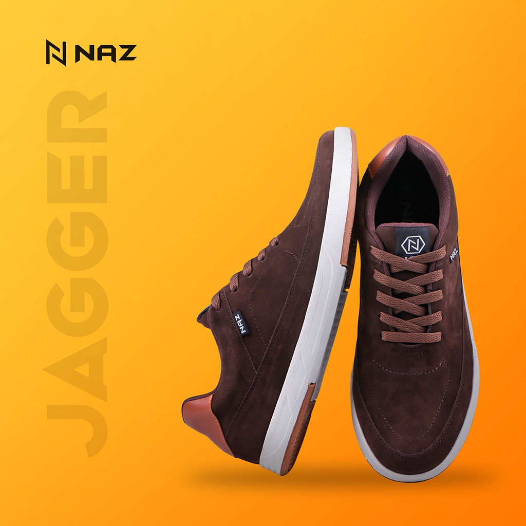 JAGGER NAZ- Sepatu Pria Original Suede TPR | Sneakers Casual Black White Spatu Kasual Snekers Cowok Murah