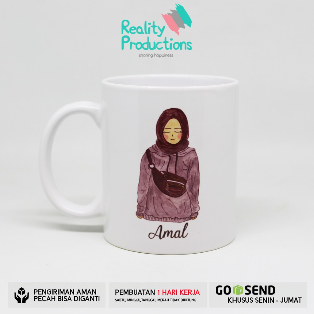 Mug Doodle Wanita Bertas Selempang untuk Kado Ulang Tahun