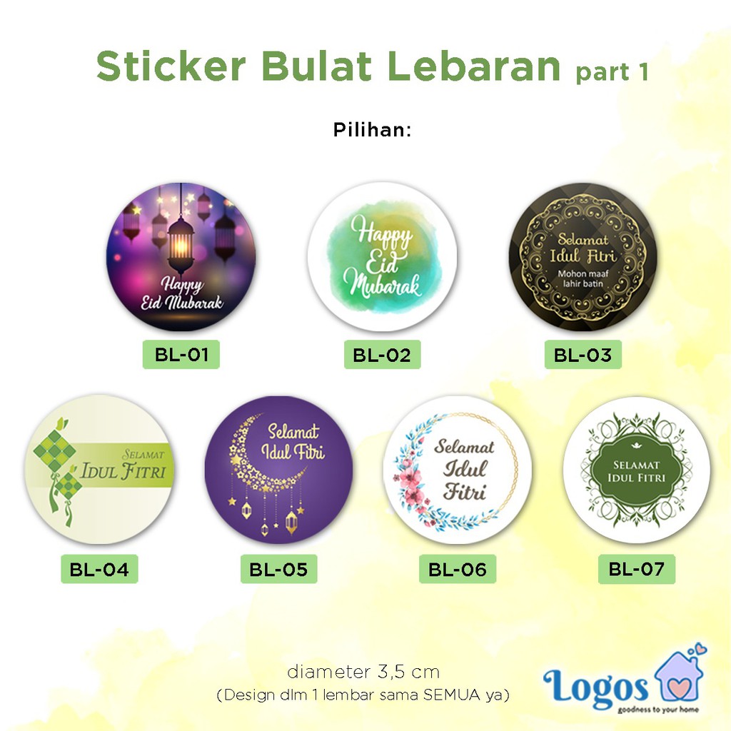 Sticker Lebaran. Ucapan Selamat Idul Fitri. tempel kado parcel hadiah paket lebaran