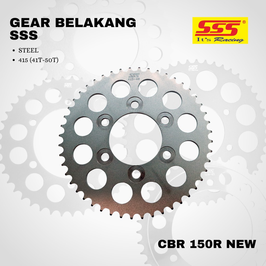 Gear gir CB 150 R CBR new sss 415 41 42 43 44 45 46 47 48 49 50 6 HOLE lobang steel silver