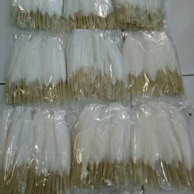 Bulu ayam tegak putih craft hiasan aksesoris