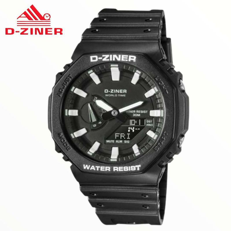 D-ZINER 8287 Jam Tangan Pria Original Analog & Digital Rubber Strap Water Resist 45mm