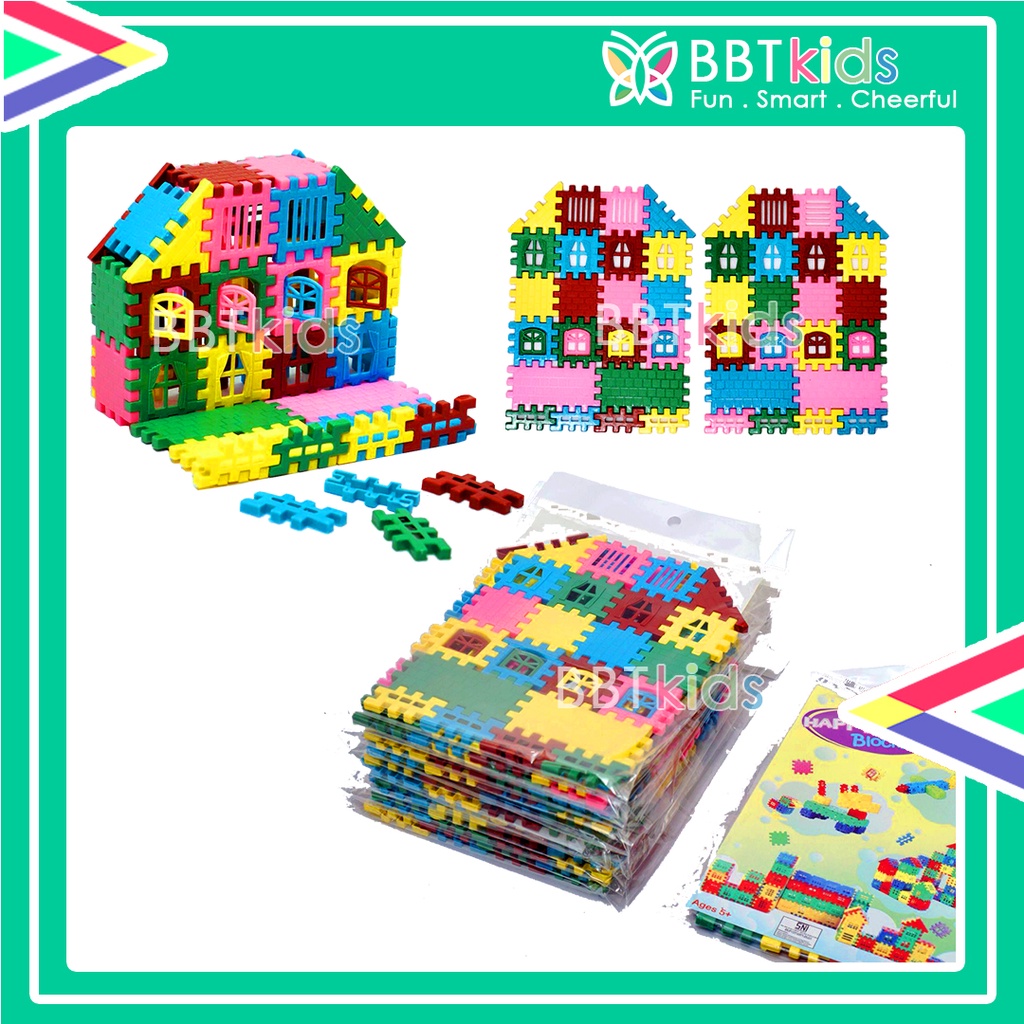 MAINAN EDUKASI ANAK PUZZLE BONGKAR PASANG HAPPY KIDS PLASTIK SERI RUMAH FUNNY BLOCKS FULLCOLOR