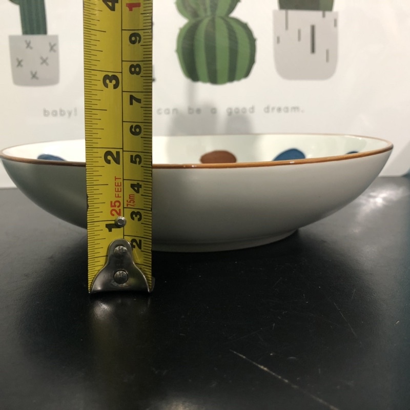 P 97 Piring Keramik Motif Dot 20cm Tanggung Cekung Jepang Korea Style-7