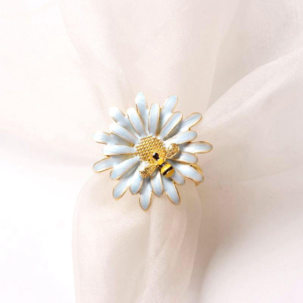 【 ELEGANT 】 Serbet Cincin Dekorasi Pesta Liburan Pernikahan Daisy Spring Serbet Gesper