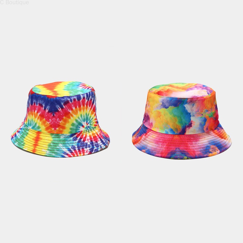 Topi Bucket Dua Sisi Motif Tie Dye 8 Warna Gaya Korea Untuk Unisex