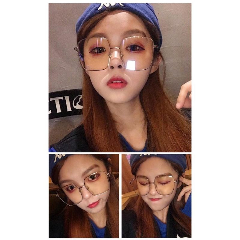 Kotak Bening Kacamata Anti Radiasi Bluelight Pria Dan Wanita Bentuk Persegi Oversize Style Fashion Korea Eyeglasses