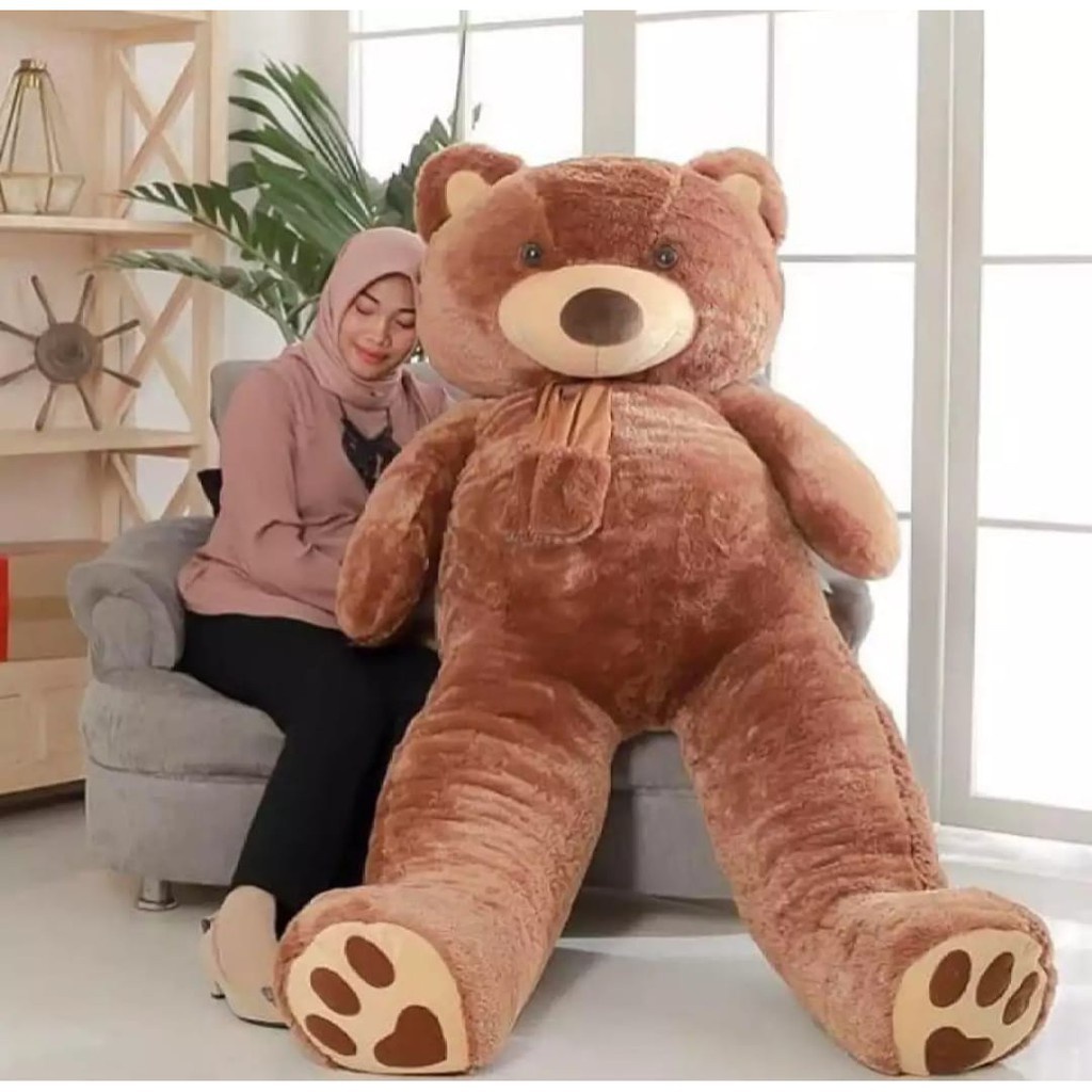 Boneka Teddy Bear FLUFFY SYAL SUPER JUMBO 1,5 METER bahan halus dan lembut