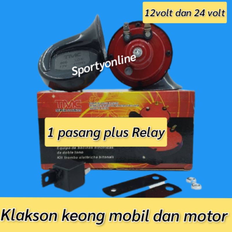 klakson keong mobil  12volt tmc dan 24 volt + Rellay