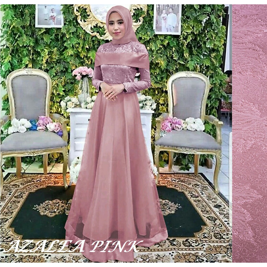 Model Baju Gamis Pesta Bahan Satin Hijabfest