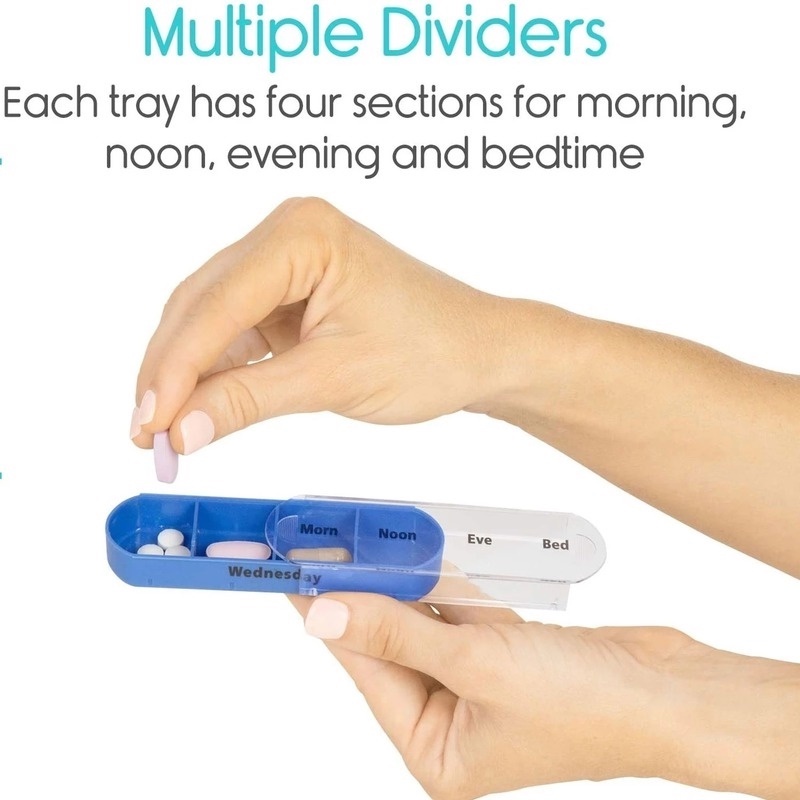 Kotak Penyimpanan Obat Pil Portabel 28 Grids 7 Hari Mingguan Tahan Air Tahan Lembab Bahan Plastik Warna-Warni 4 Kali Untuk Travel
