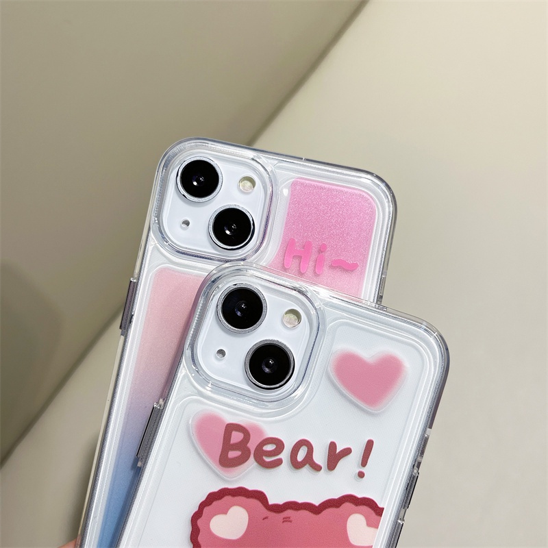 Soft Case Transparan Motif Kartun Beruang Dan Kelinci Untuk iphone 11 12 13 pro max x xs xr xsmax 7 8 plus