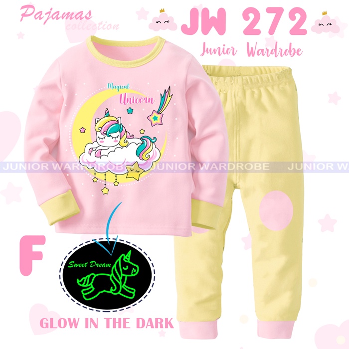 Piyama Baju Tidur Anak Karakter Unicorn Glow In The Dark JW272-F